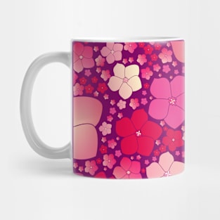 5-Petal Pinks on Plum Horizontal Mug